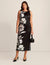 Anne Klein Anne Black Multi Sleeveless Draped Neck Midi Dress