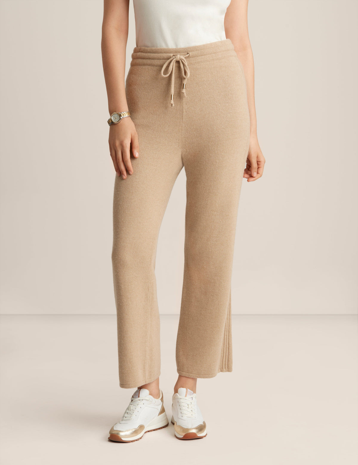 Anne Klein Latte Wide Leg Sweater Pant Side Rib