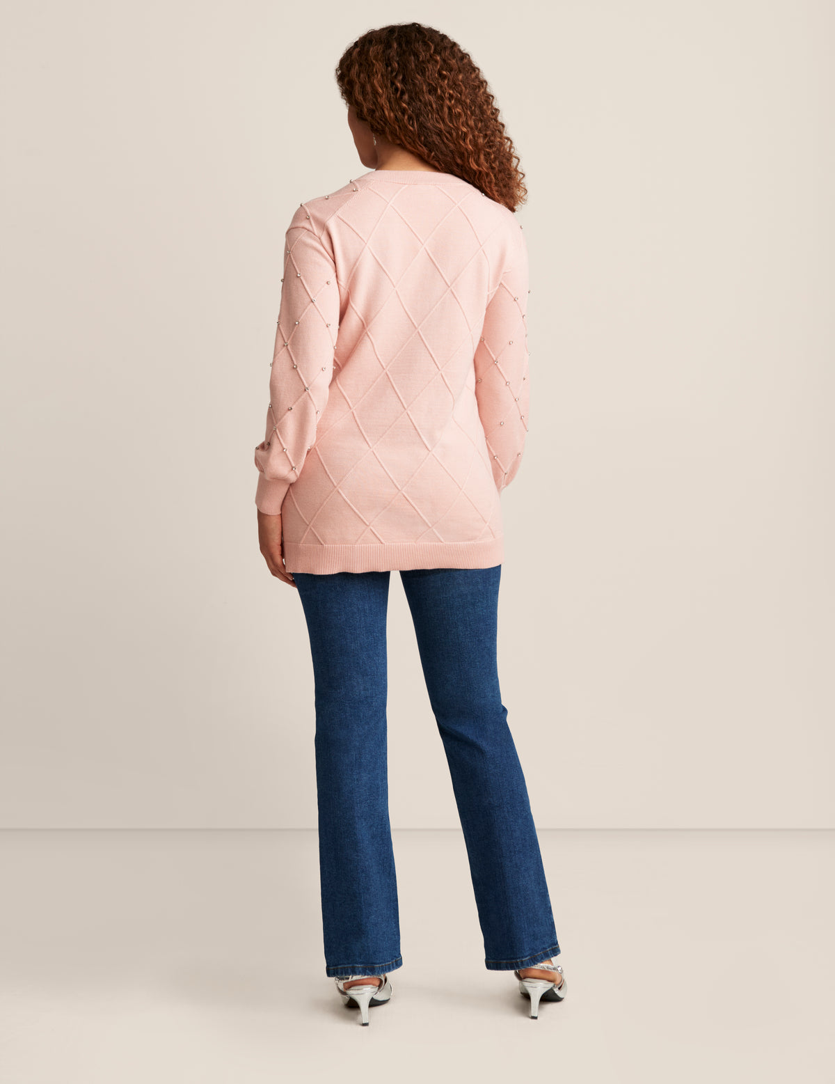 Anne Klein  Embellished V Neck Sweater