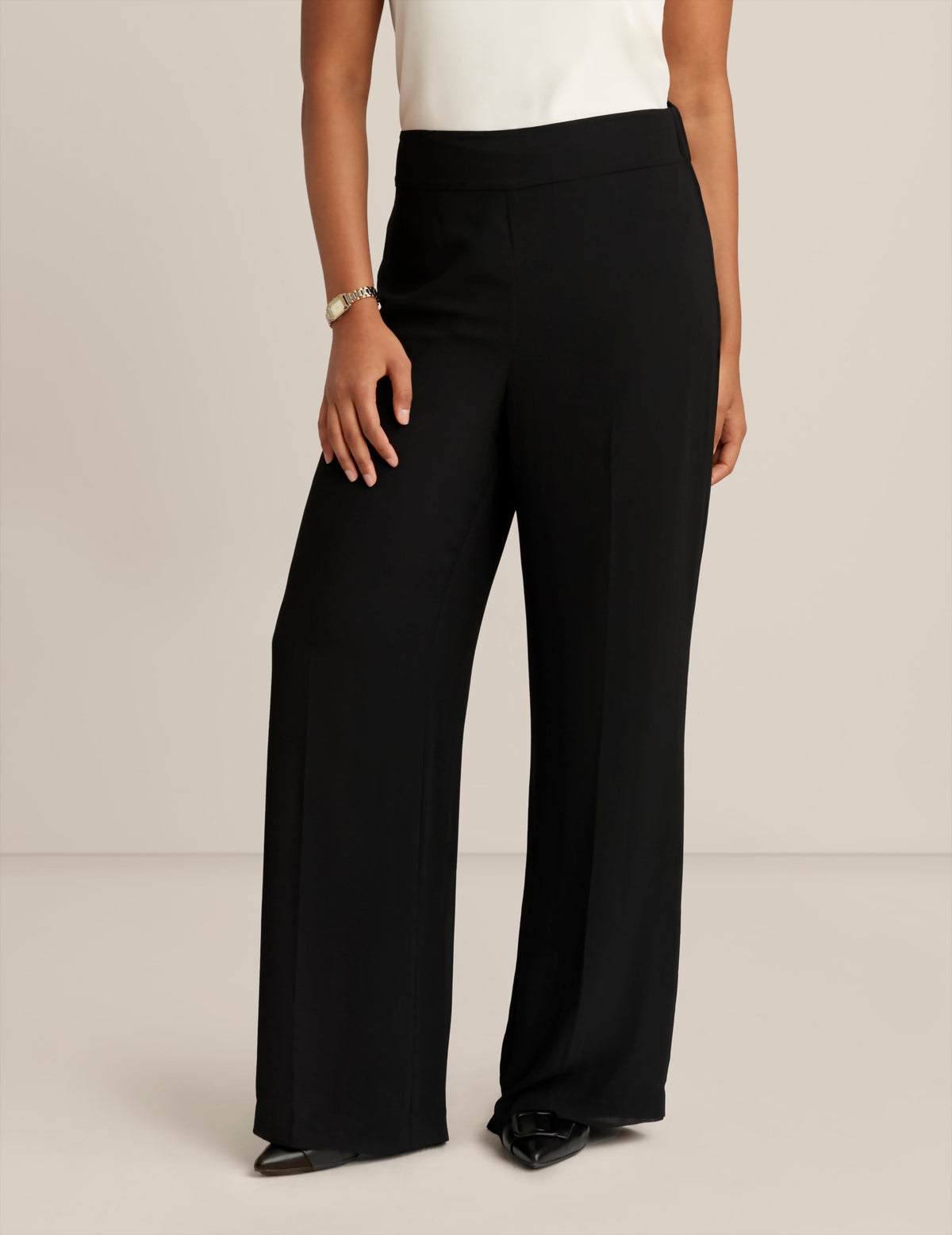 Anne Klein Anne Black Pull On Combo Pant