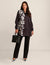 Anne Klein Anne Black Multi Long Sleeve Popover Tunic Blouse