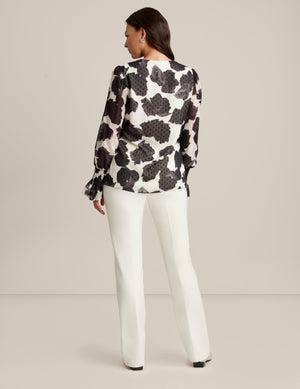 Anne Klein  Long Sleeve V Neck Blouse