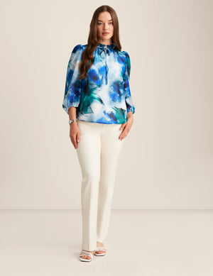 Anne Klein Anne White Multi Three Quarter Sleeve Tulla Blouse