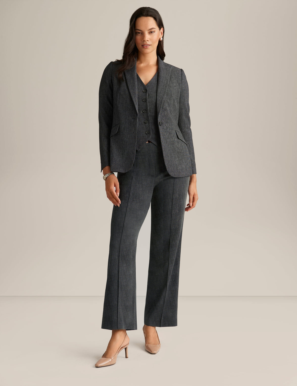 Anne Klein  Crossdye Stretch One Button Jacket