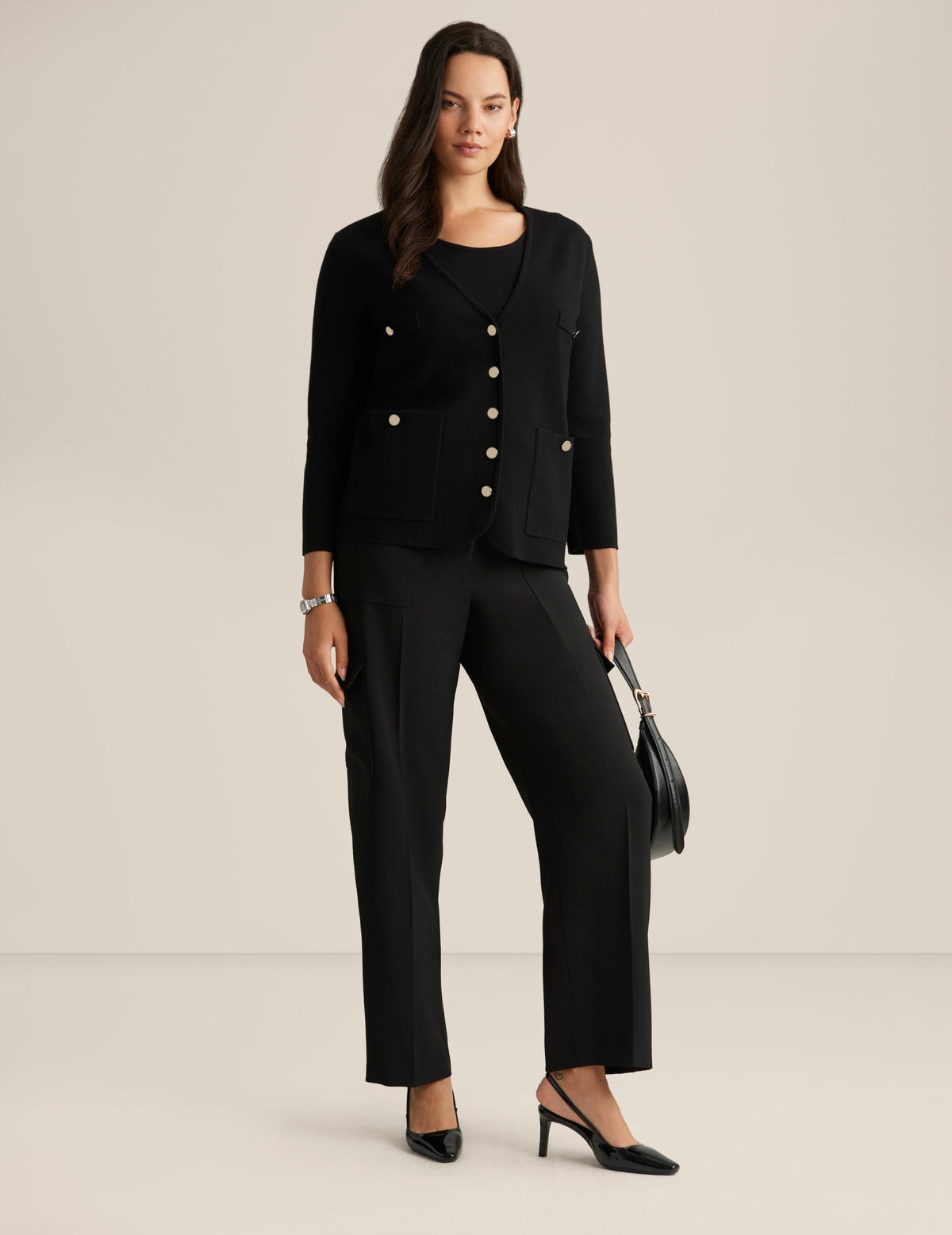 Anne Klein Anne Black V-Neck Cardigan