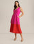 Anne Klein Pink/Red Plaid Surplus Color Blocked Midi Dress