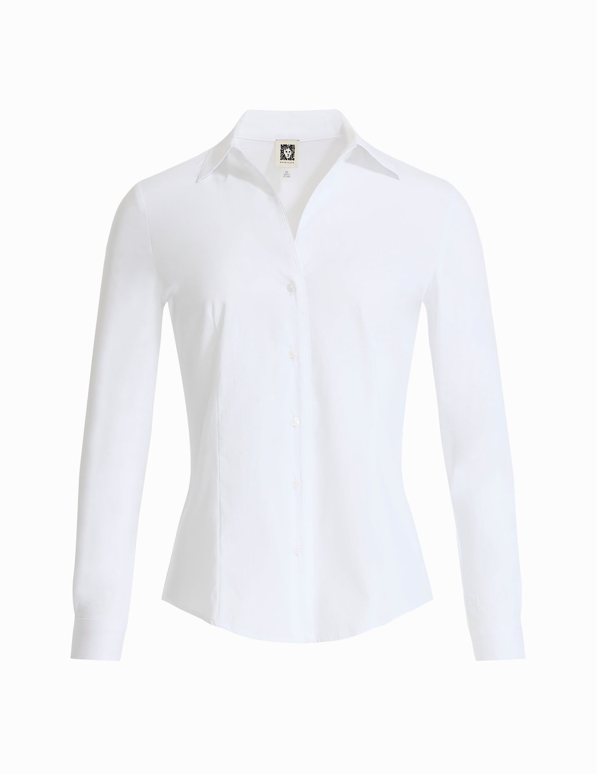 Anne Klein Bright White Long Sleeve Button Front Top