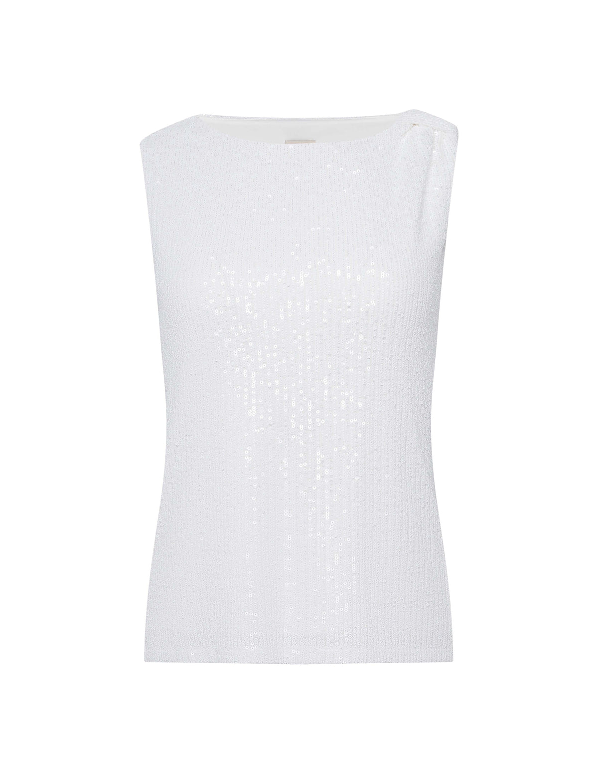 Anne Klein Bright White Asymmetrical Sequin Top