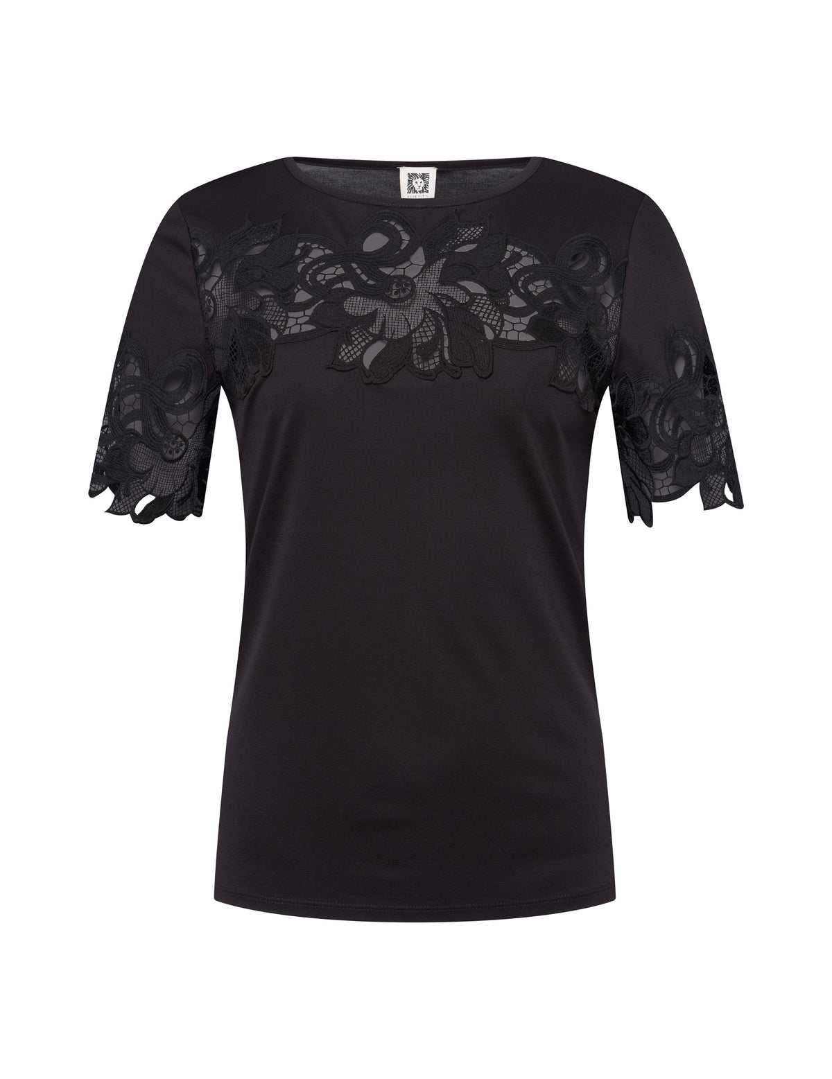 Anne Klein Anne Black Harmony Lace Applique Top