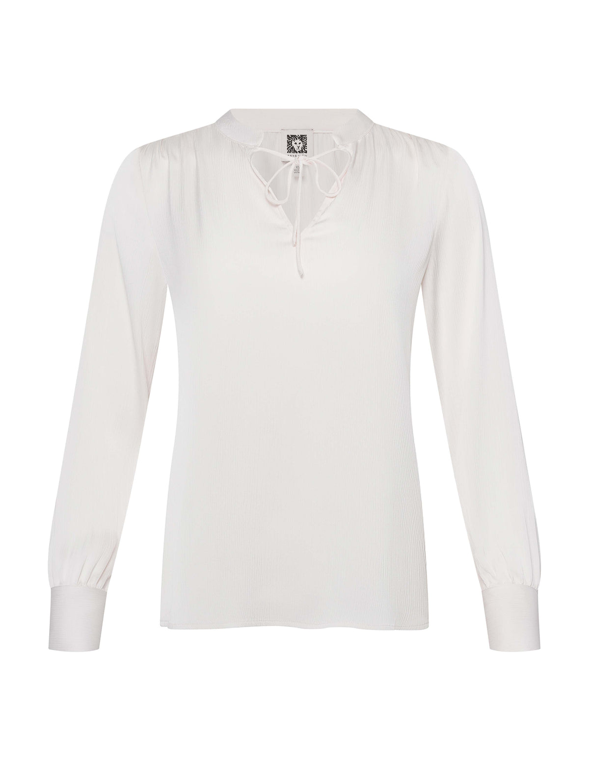 Anne Klein White Dove Tie Neck Long Sleeve Blouse