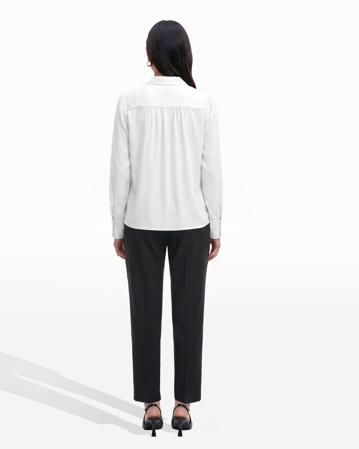Anne Klein Long Sleeve Pleat Front Blouse