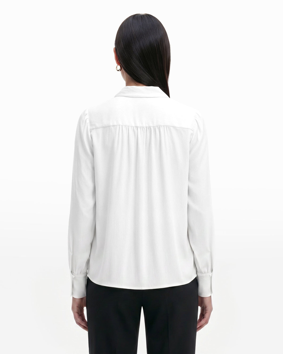 Anne Klein Long Sleeve Pleat Front Blouse
