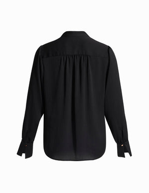 Anne Klein Petite Long Sleeve Pleat Front Blouse