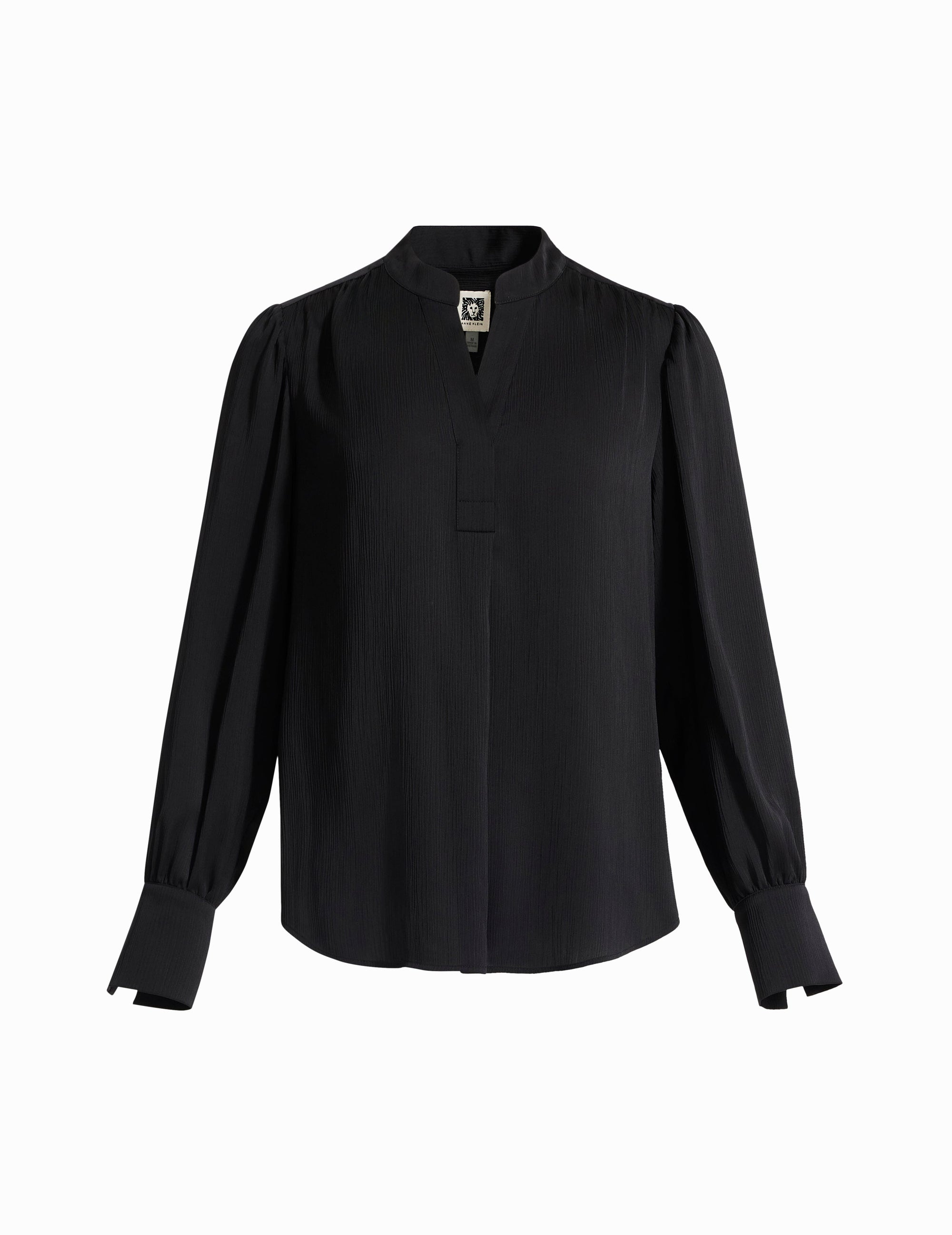 Anne Klein ANNE BLACK Petite Long Sleeve Pleat Front Blouse