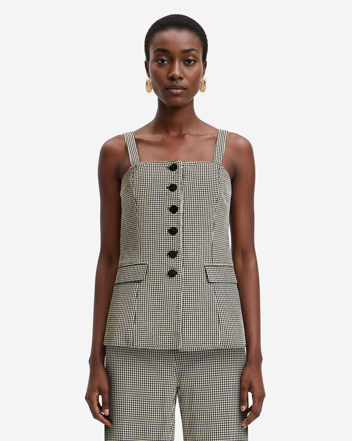 Anne Klein Anne Black Multi Front Button Vest