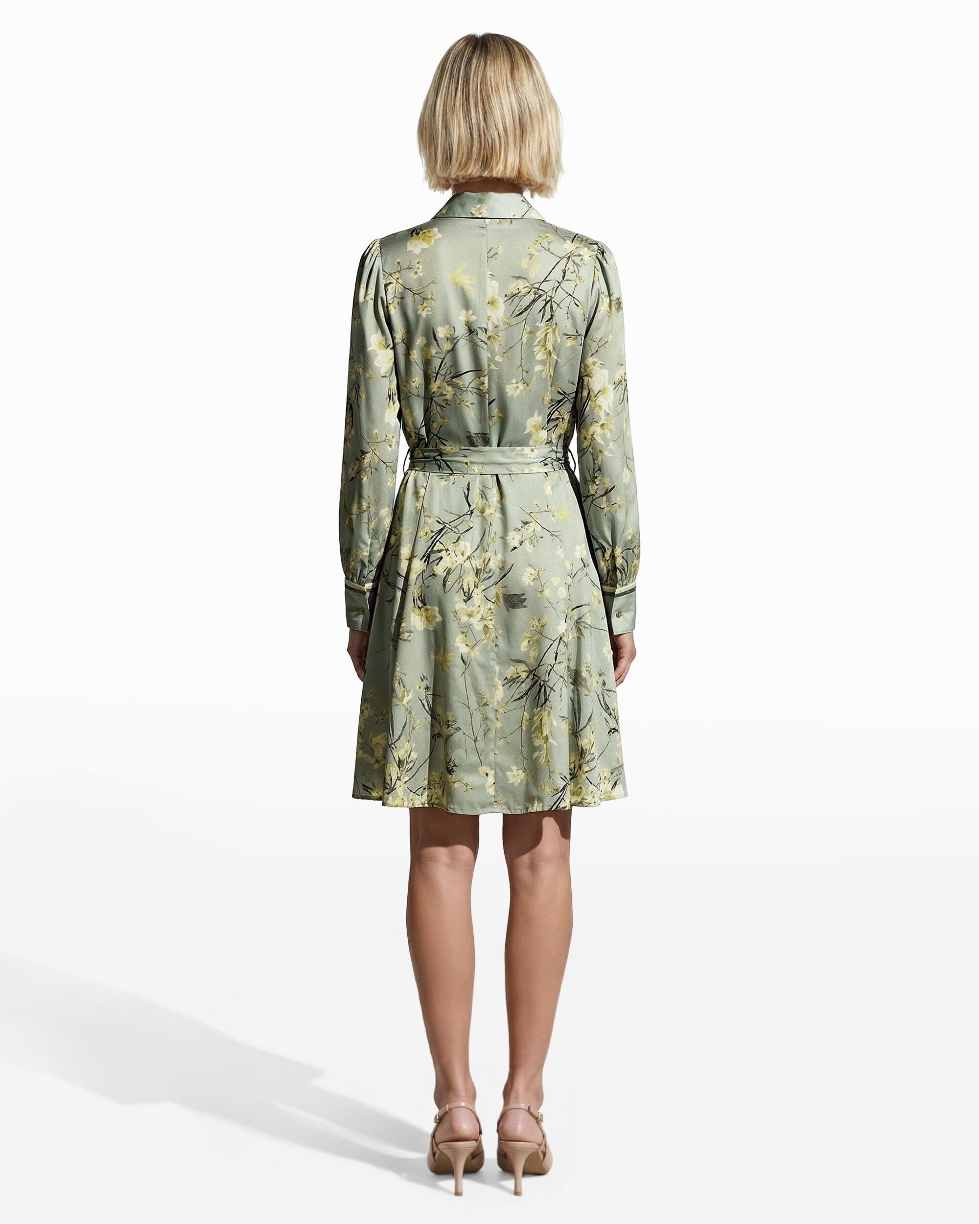 Silk Floral Long Sleeve Shirt Dress With Tie Waist Clothing Kasper