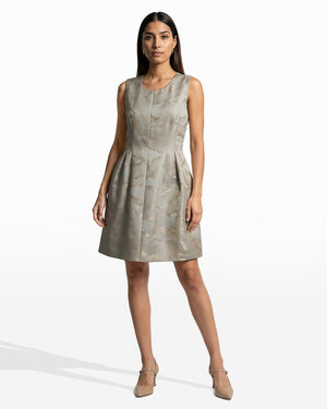 Seamed Satin Fit And Flare Dress With Pleats Clothing Kasper