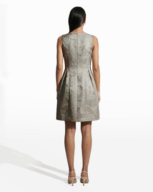 Seamed Satin Fit And Flare Dress With Pleats Clothing Kasper