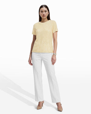 Sequin Short Sleeve Crew Neck Relaxed Fit Tee Clothing Kasper