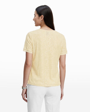 Sequin Short Sleeve Crew Neck Relaxed Fit Tee Clothing Kasper