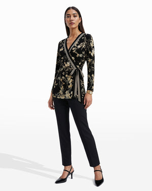 Anne Klein Floral Wrap Tie Top
