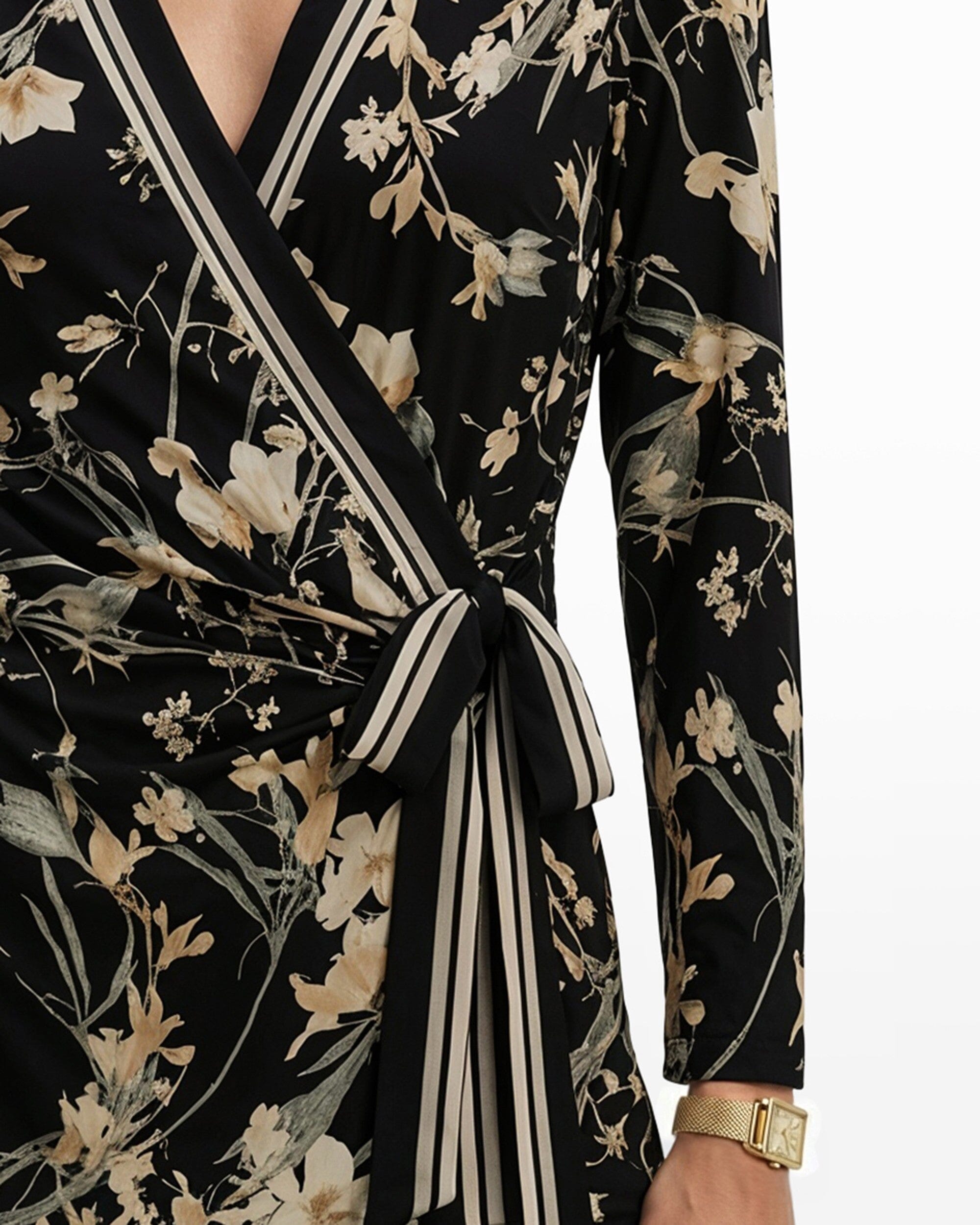 Anne Klein Floral Wrap Tie Top