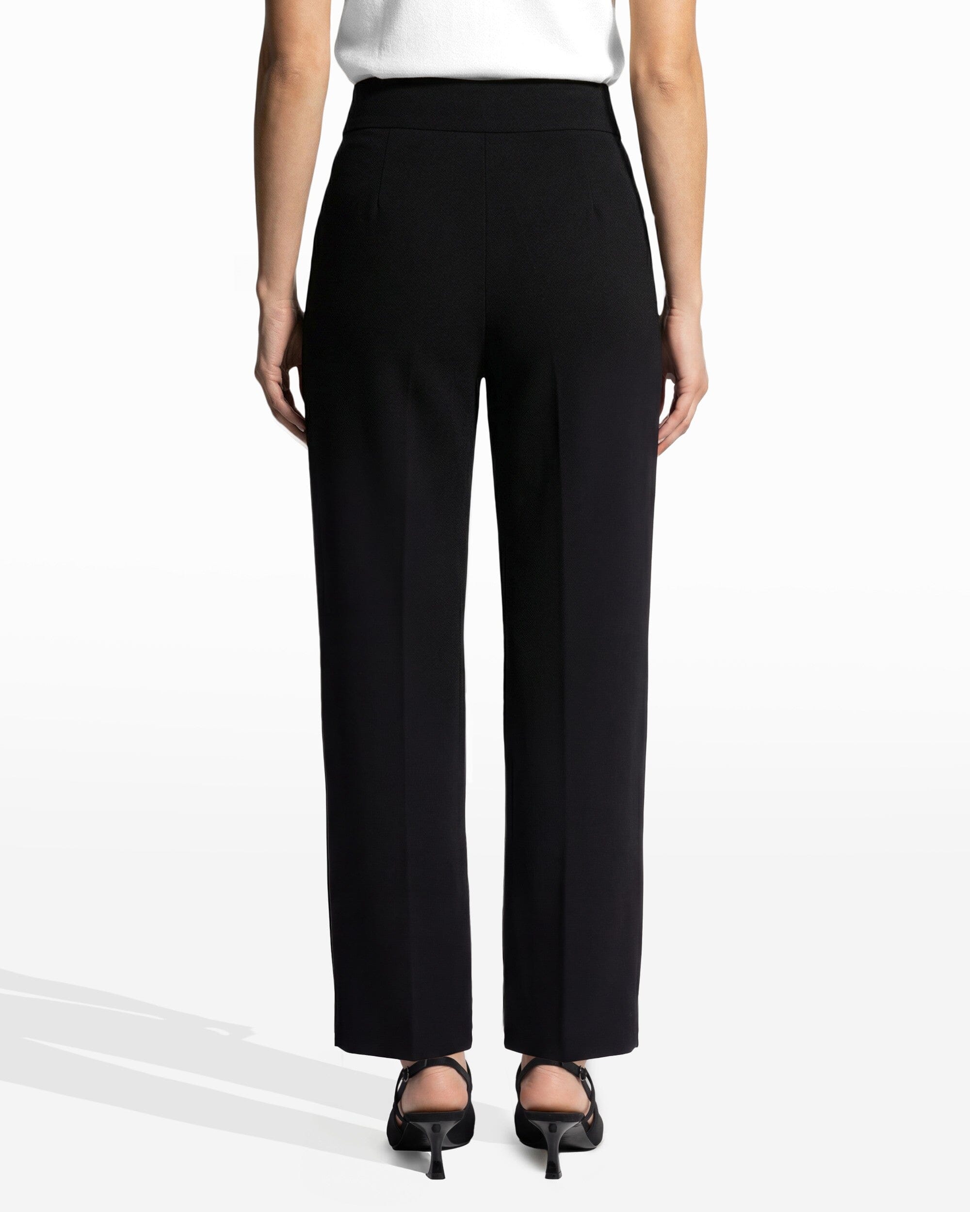 Anne Klein Anne Black High Rise Pull On Wide Leg Pant