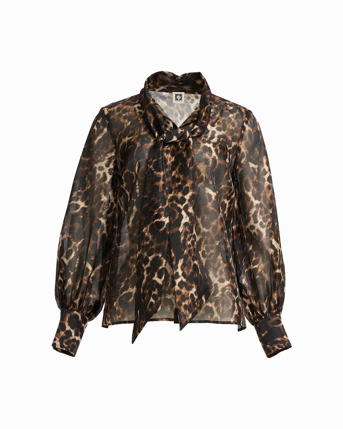 Anne Klein Anne Black Multi Bow Neck Long Sleeve Blouse