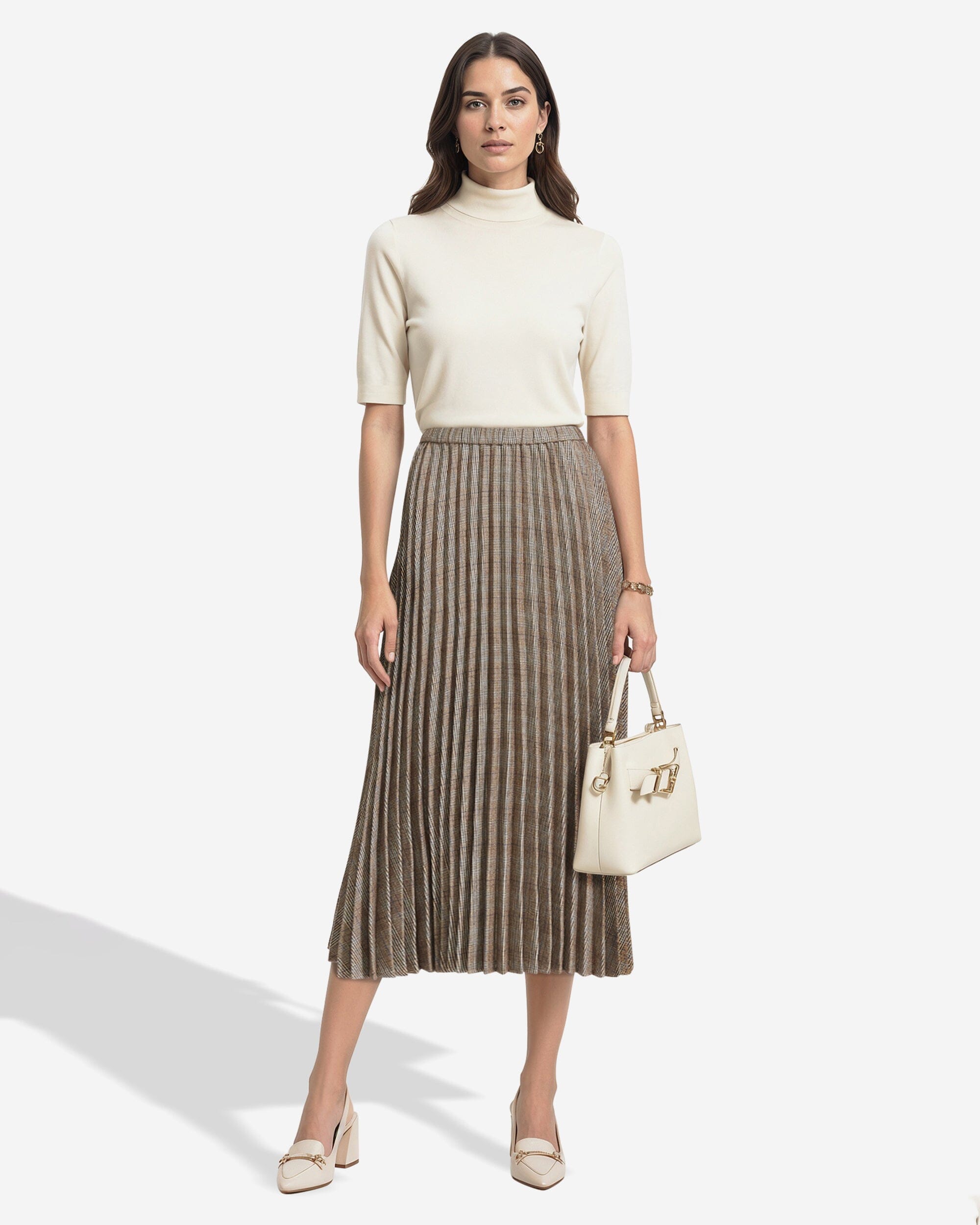 Anne Klein Plaid Pleated Skirt
