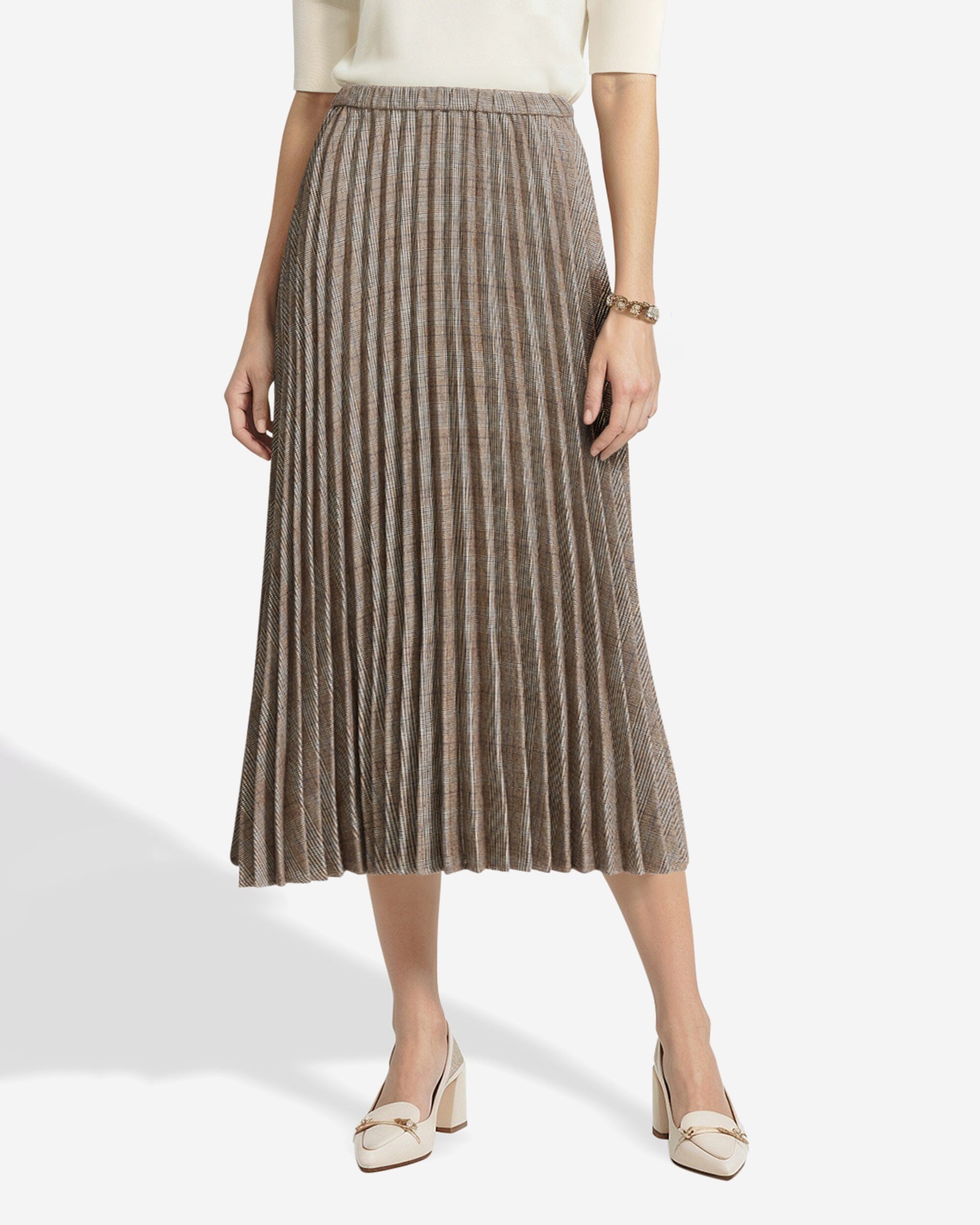 Anne Klein Plaid Pleated Skirt