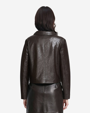 Anne Klein Vegan Leather Cropped Jacket