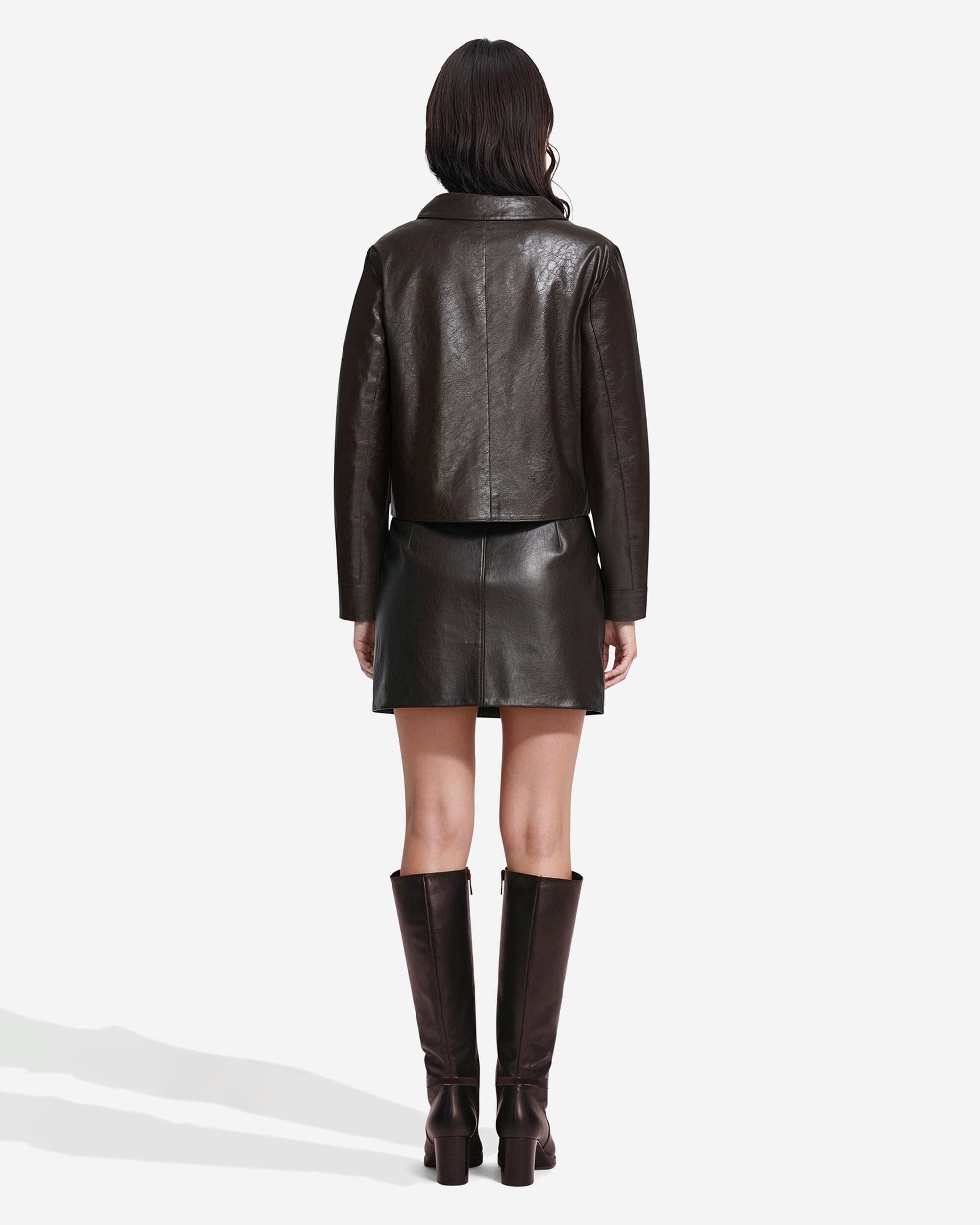 Anne Klein Vegan Leather Cropped Jacket