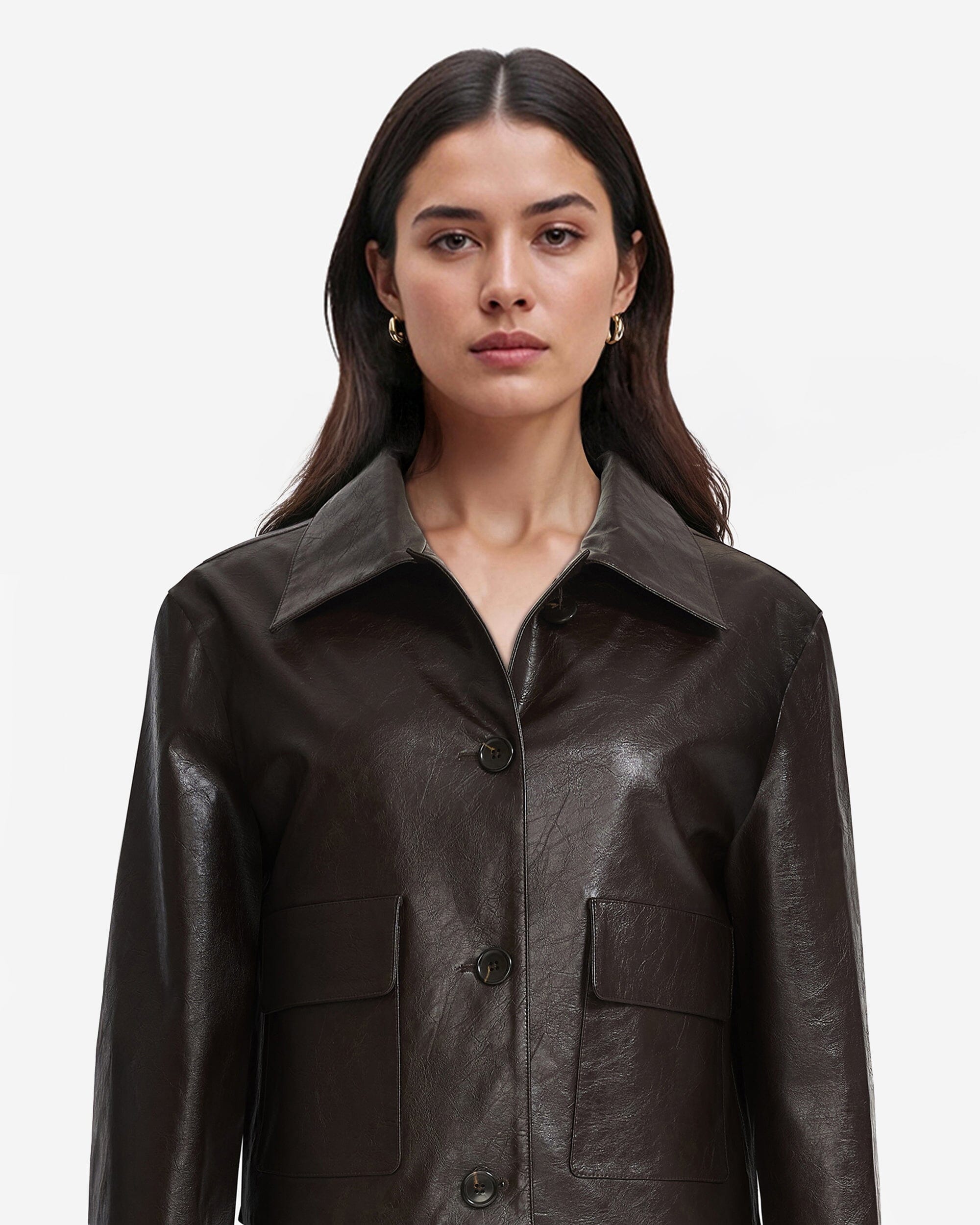 Anne Klein Vegan Leather Cropped Jacket
