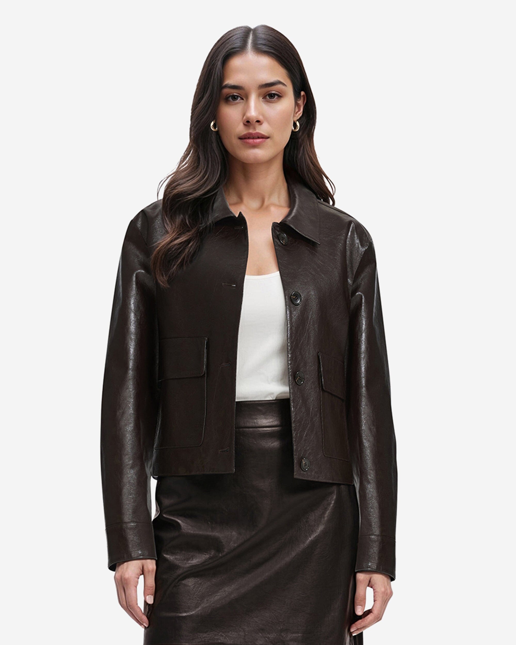Anne Klein Vegan Leather Cropped Jacket