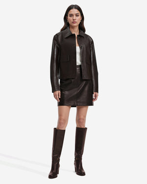 Anne Klein Vegan Leather Cropped Jacket