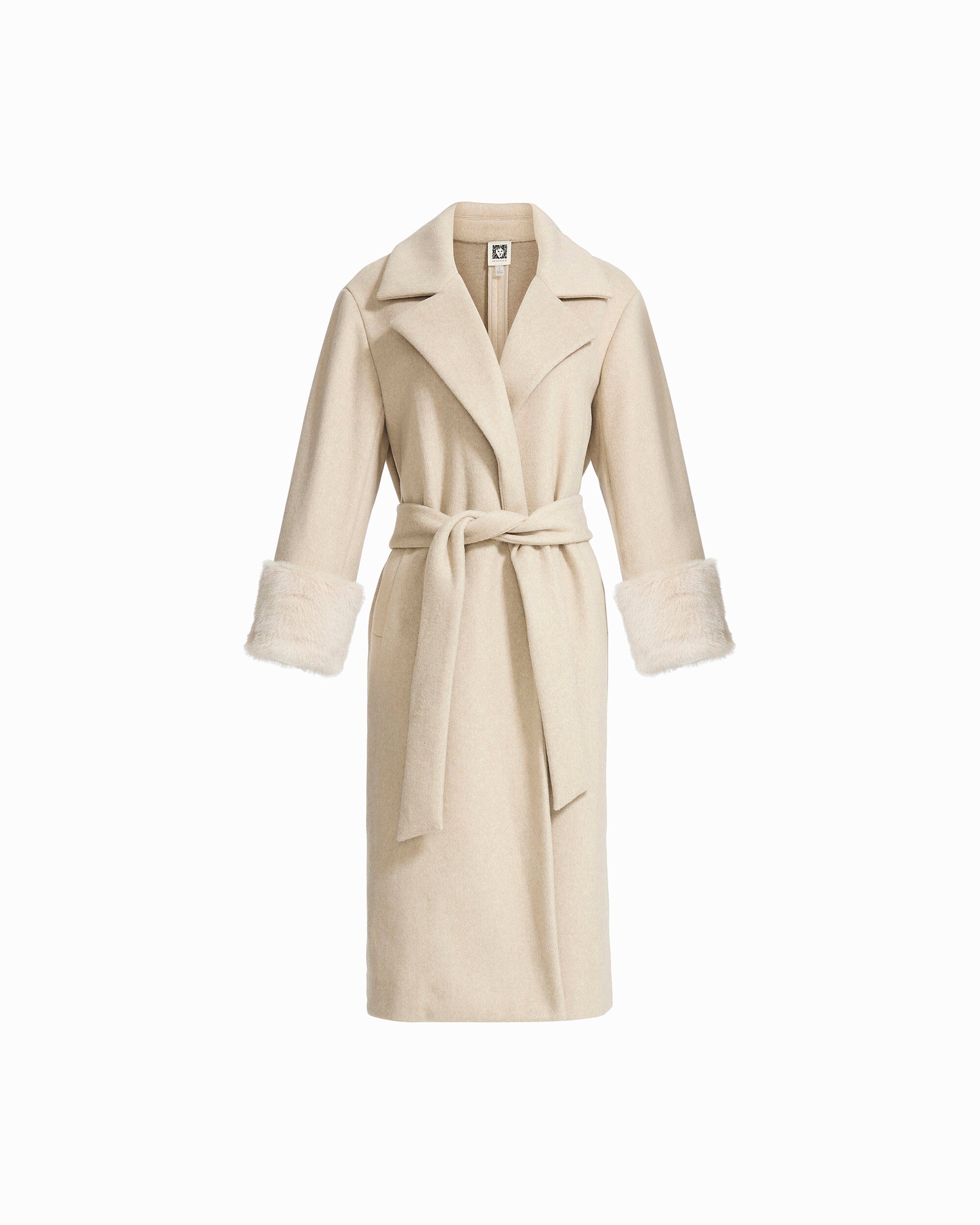 Tie Front Faux Fur Coat Anne Klein