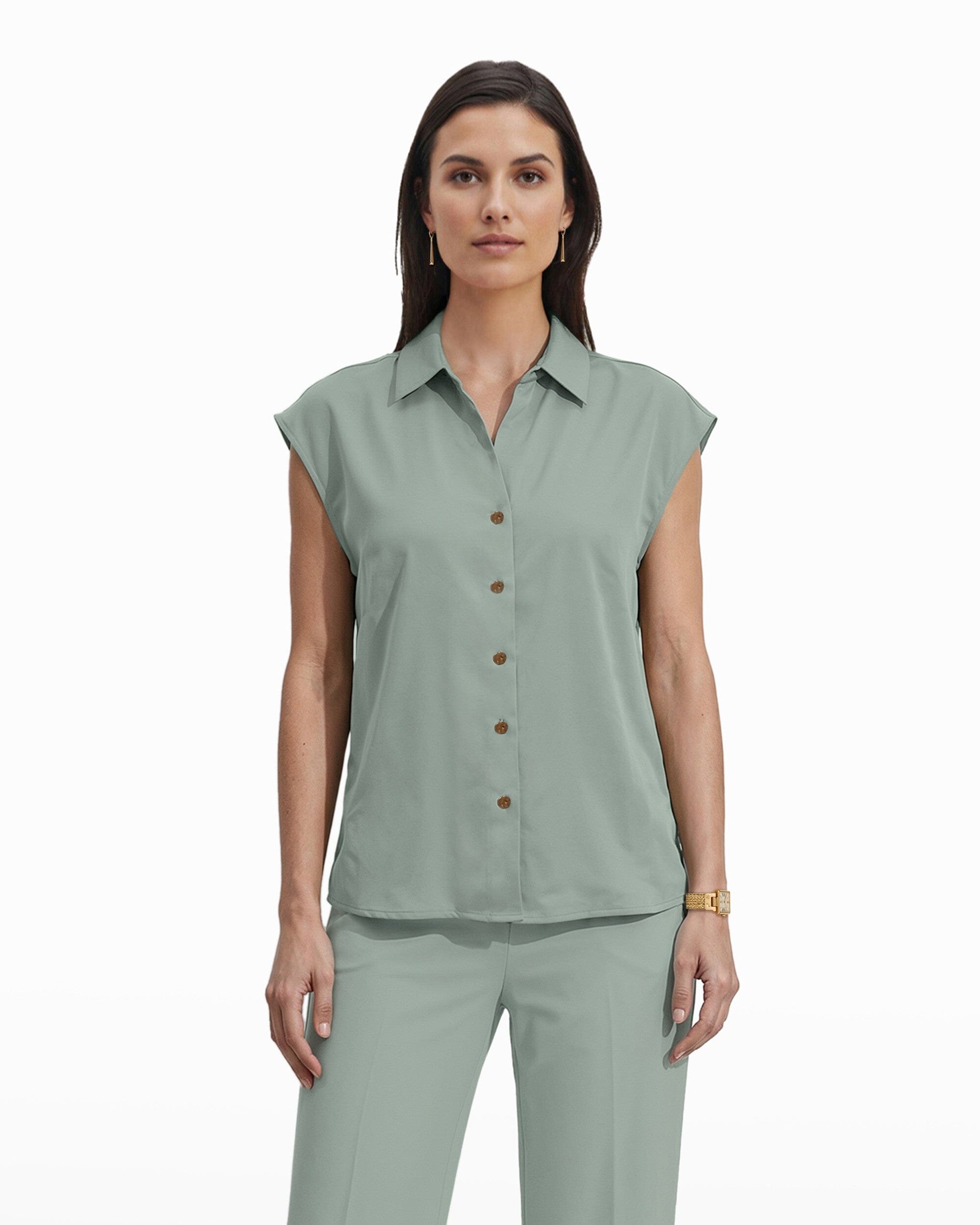 Drop Shoulder Cotton Button Front Shirt Clothing Kasper