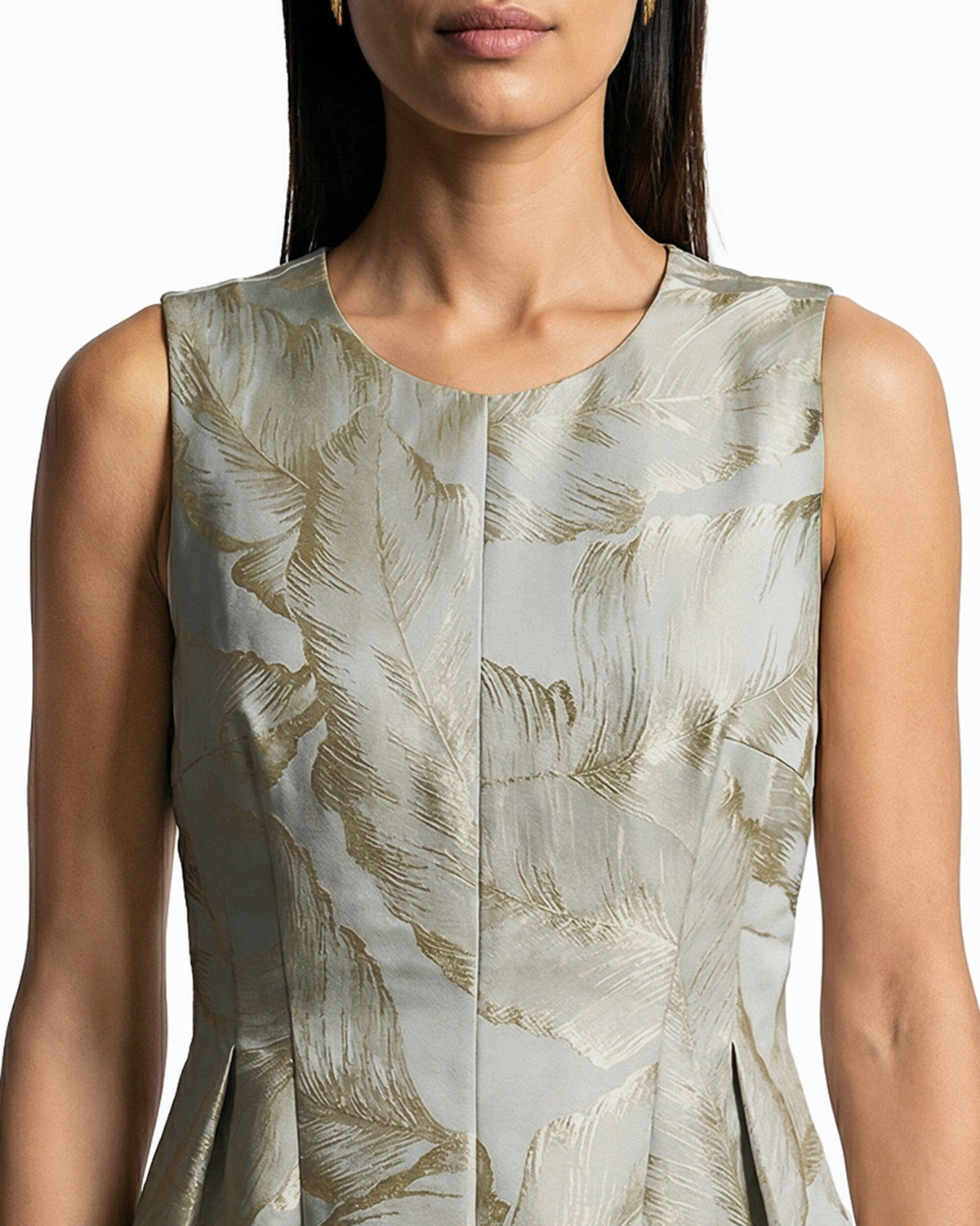 Satin Fit & Flare Dress with Pleats