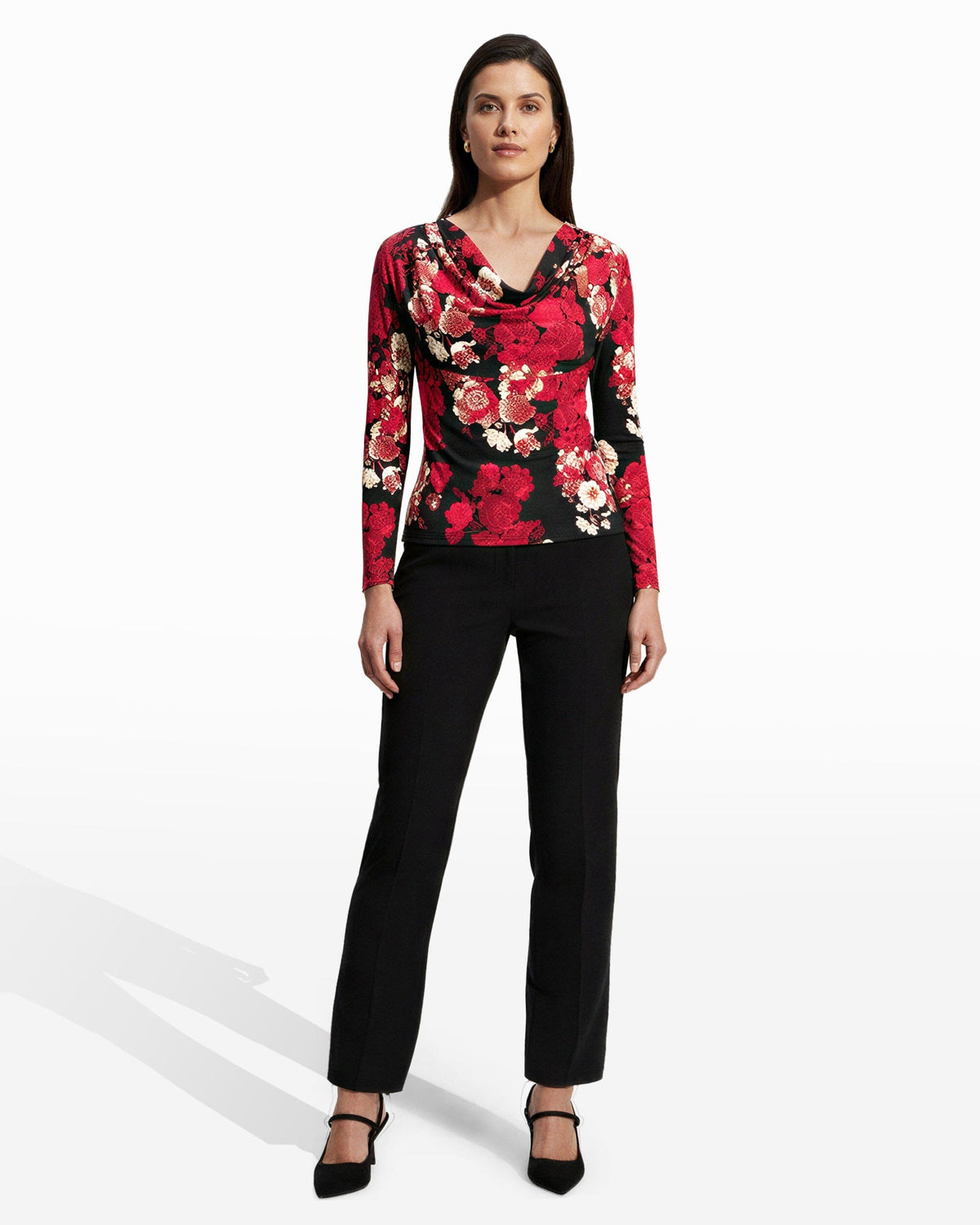 Anne Klein Anne Black Multi Cowl Neck Top