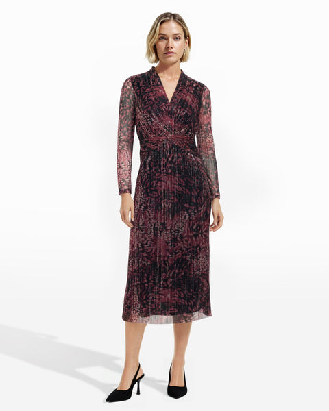 sunday in brooklyn twist-front fitted midi dress Anne Klein Printed Midi Dress