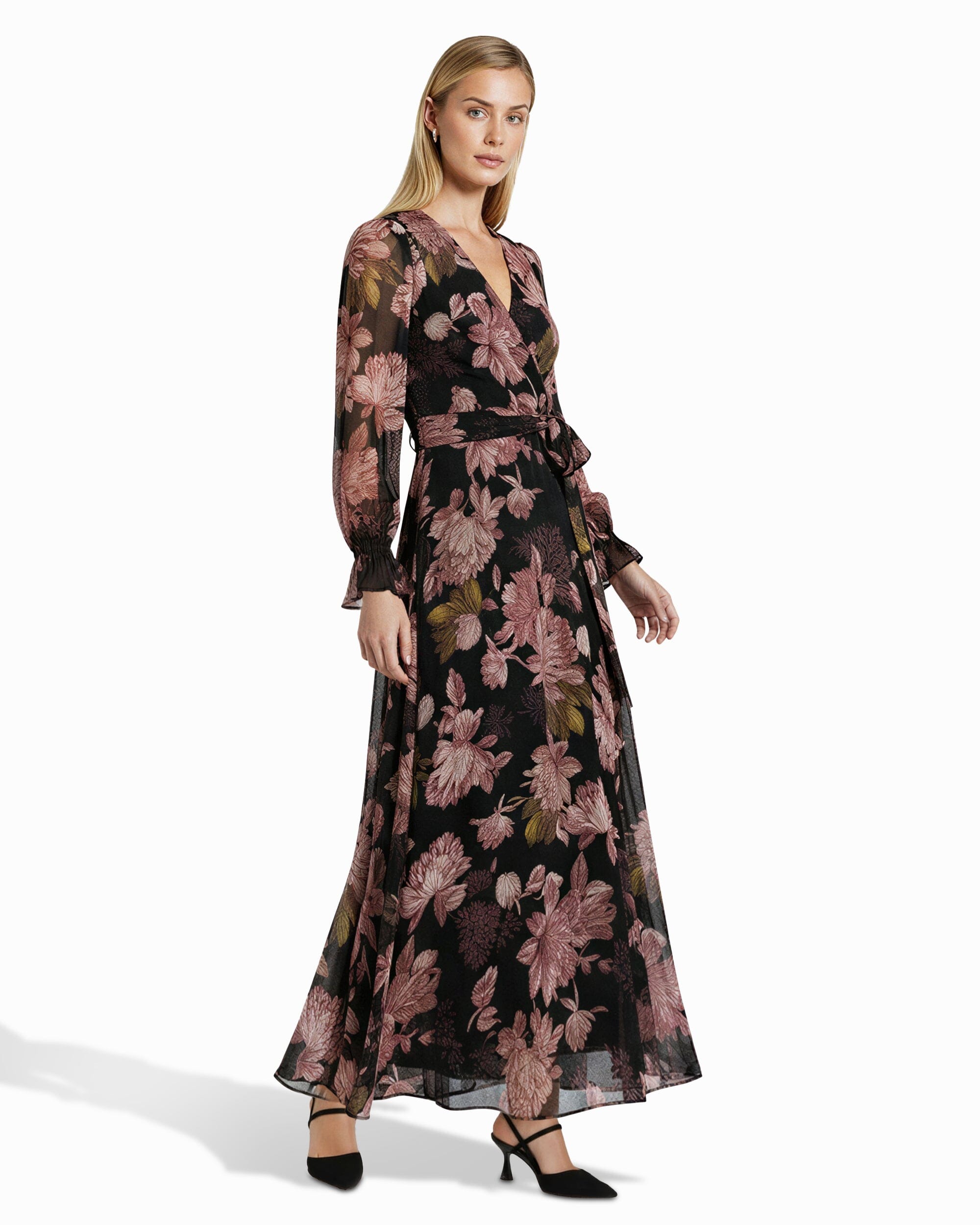 Anne Klein Plus Bell Cuff Faux Wrap Dress