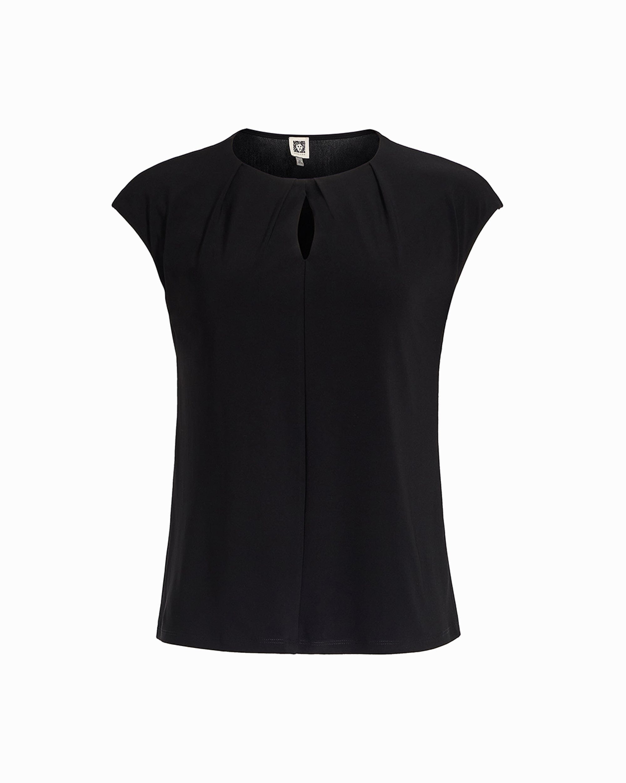 Anne Klein Anne Black Pleated Front Top