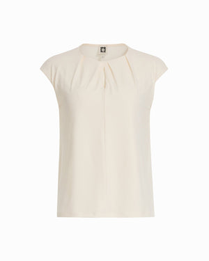 Anne Klein White Dove Pleated Front Top