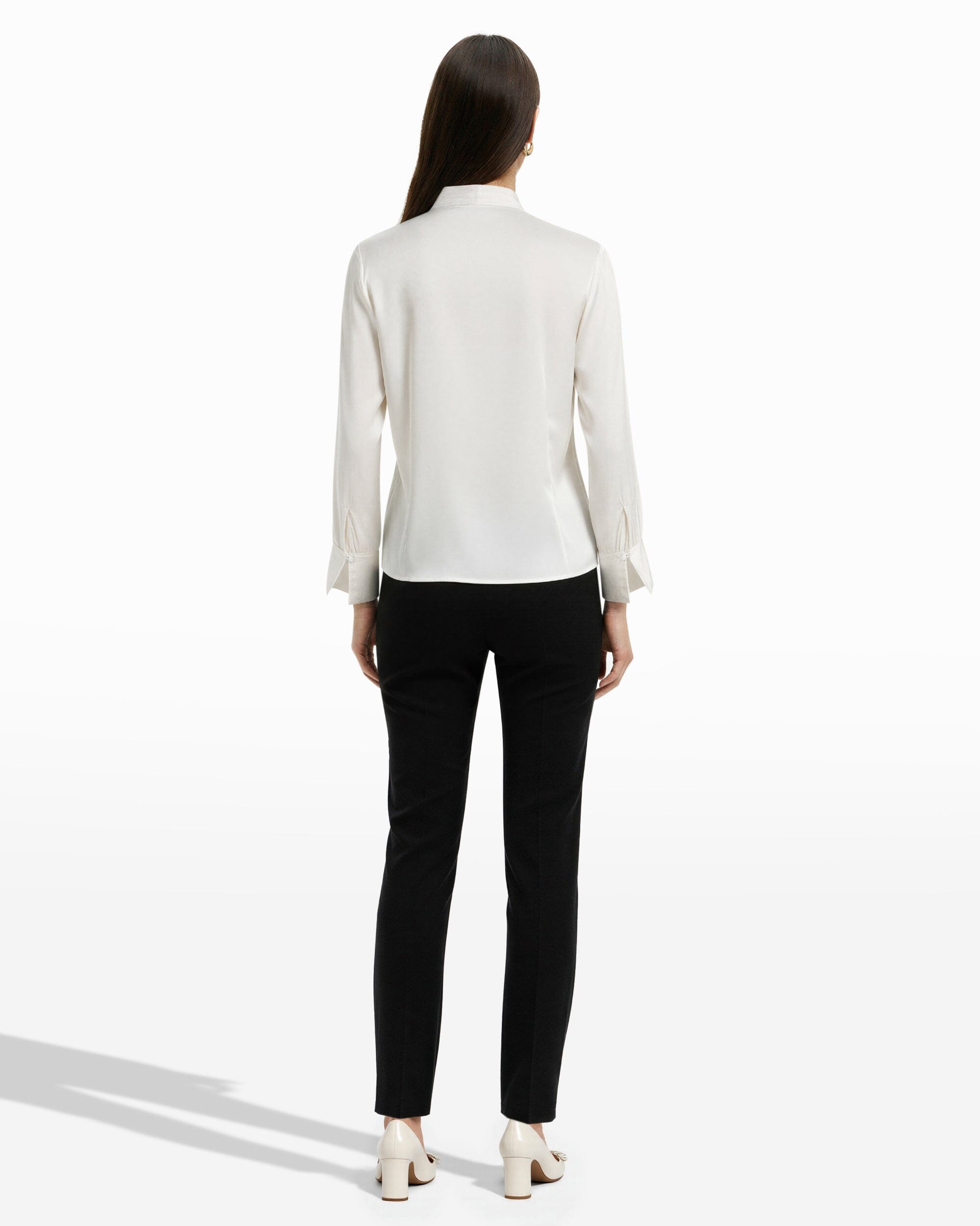 Anne Klein Pleated Cuff V Neck Top