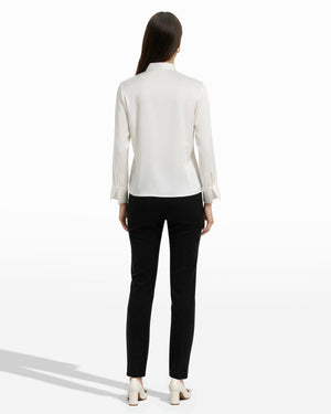 Anne Klein Pleated Cuff V Neck Top