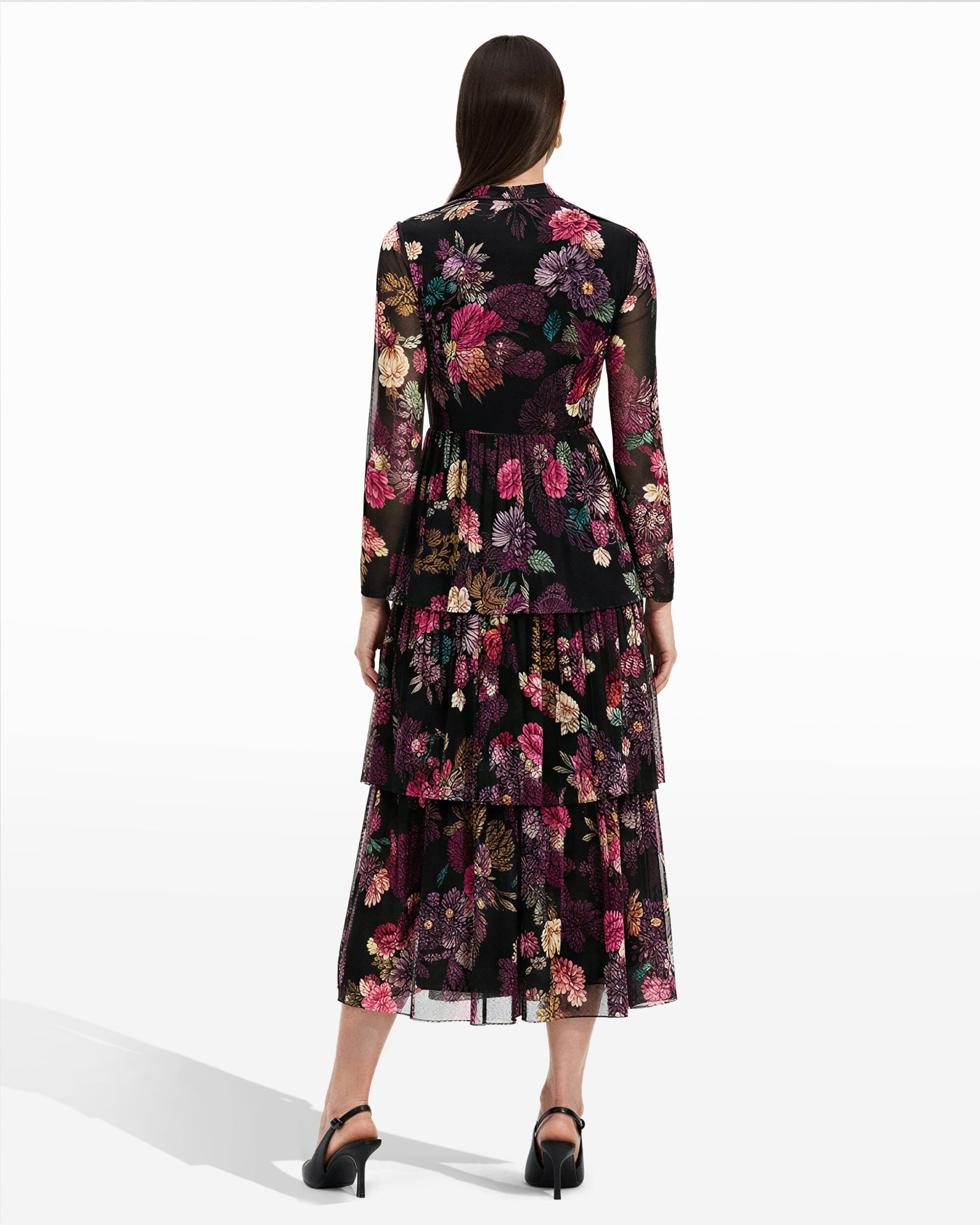 Anne Klein Mock Neck Tiered Dress