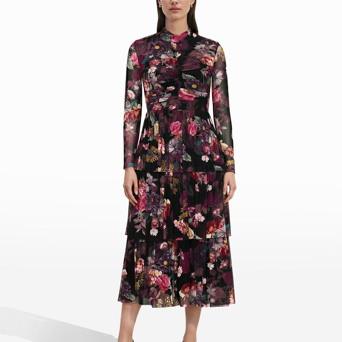 anne klein printed mesh maxi dress Anne Klein Printed Midi Dress