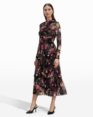 Anne Klein Mock Neck Tiered Dress