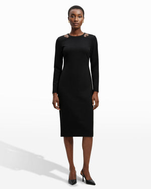 Anne Klein Anne Black Strong Shoulder Midi Dress