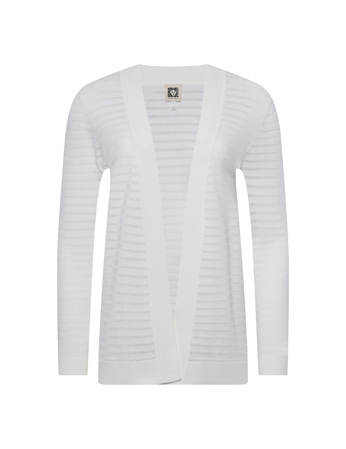 Anne Klein Bright White Sheer Stripe Cardigan